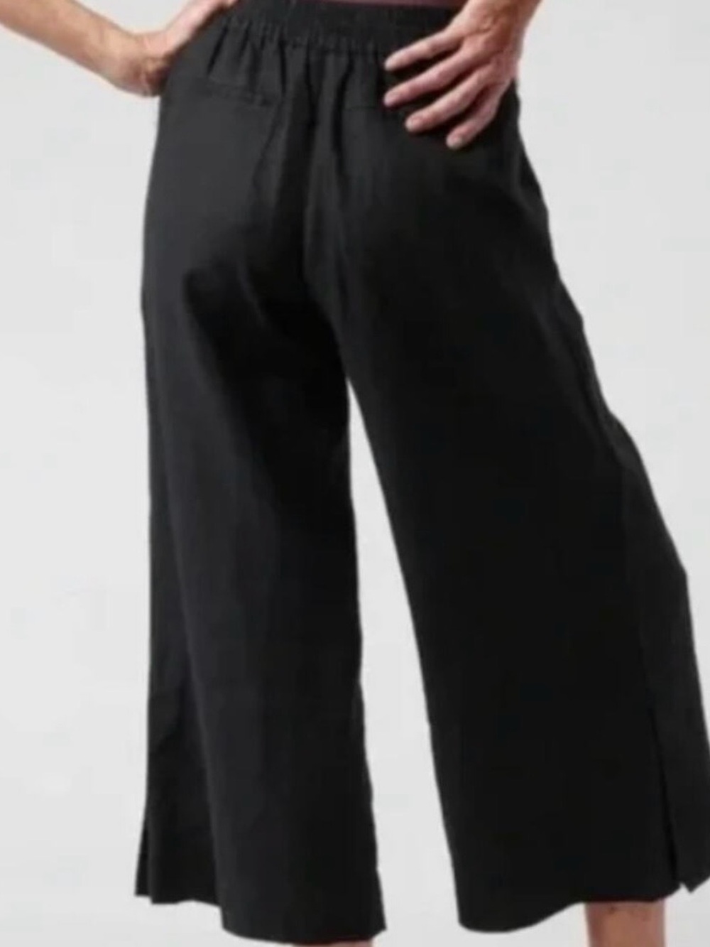 Athleta PLAYA luxurious 100% Linen Black Wide Leg Crop Pants Sz 8 NWOT - Picture 14 of 14